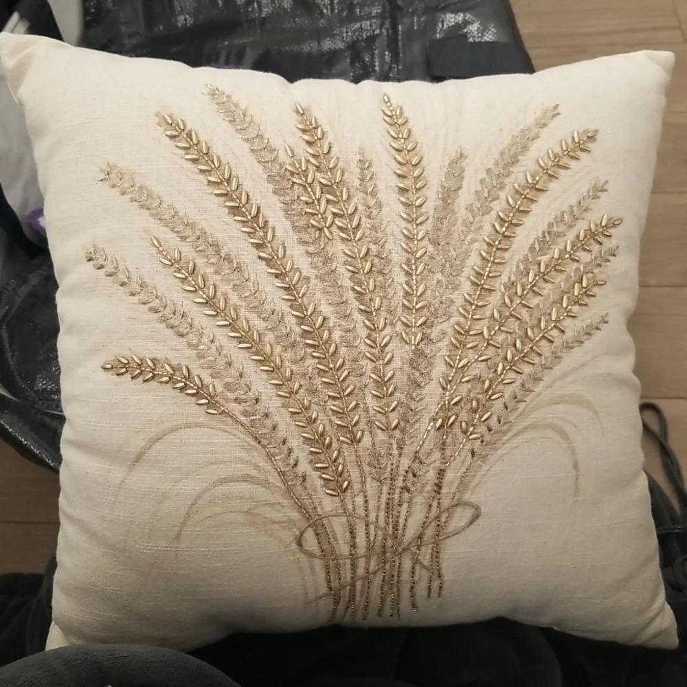 Gold Embellished Accent Pillow 17x15